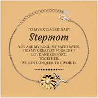 Load image into Gallery viewer, Stepmom Sunflower Bracelet - Together We Can Conquer the World | Birthday and Christmas Gift
