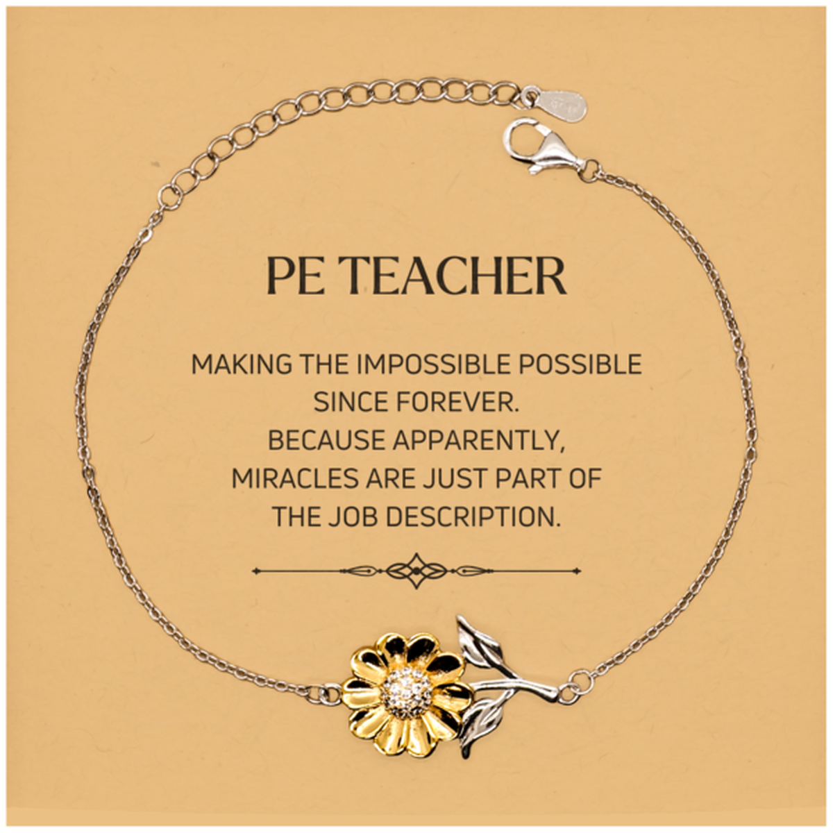 PE Teacher Sunflower Bracelet - Miracles are Just Part of the Job | Inspirational Gift