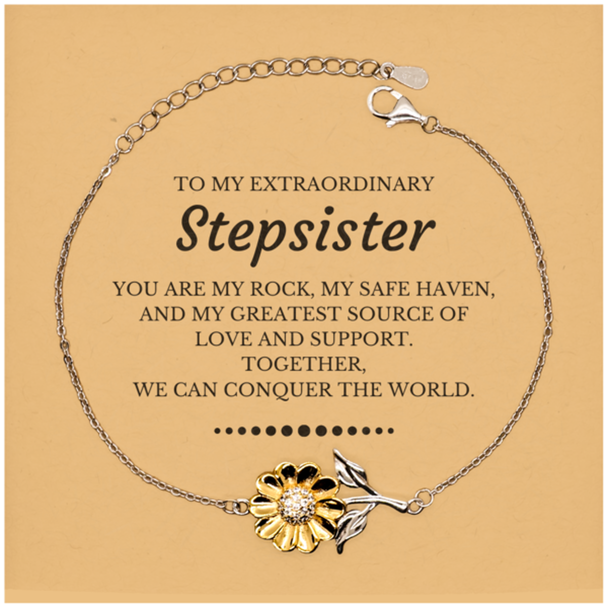 Stepsister Sunflower Bracelet - Together We Can Conquer the World | Birthday & Christmas Gift