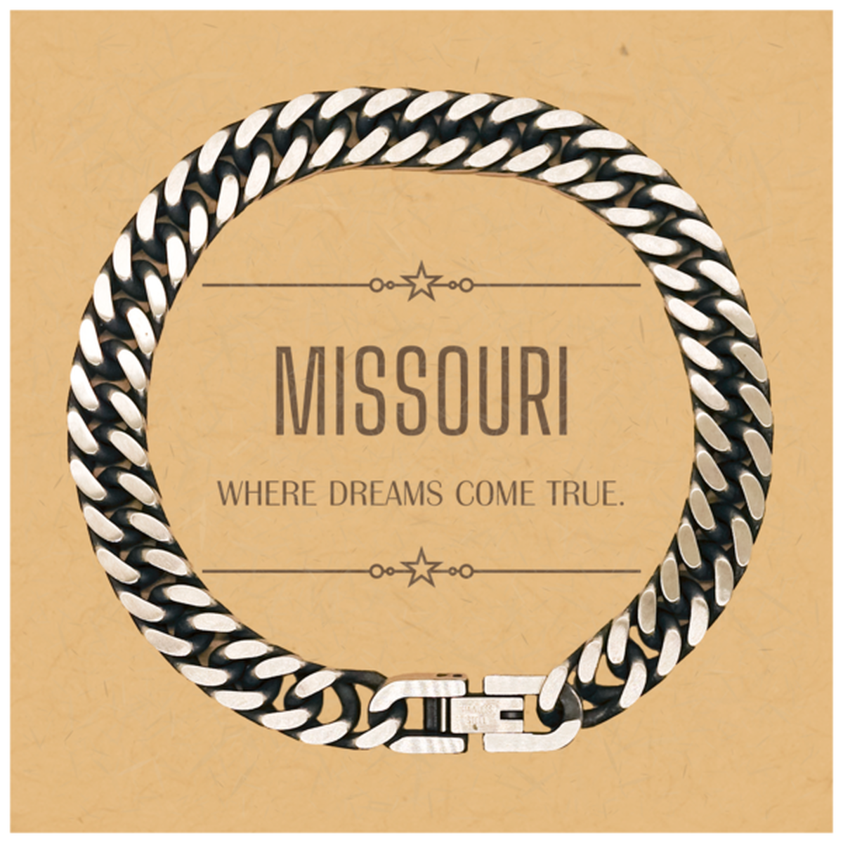 Love Missouri State Cuban Link Chain Bracelet, Missouri Where dreams come true, Birthday Christmas Inspirational Gifts For Missouri Men, Women, Friends