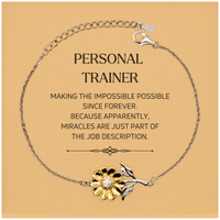 Load image into Gallery viewer, Personal Trainer Sunflower Bracelet - Miracles Are Just Part of the Job Description | Inspirational Gift
