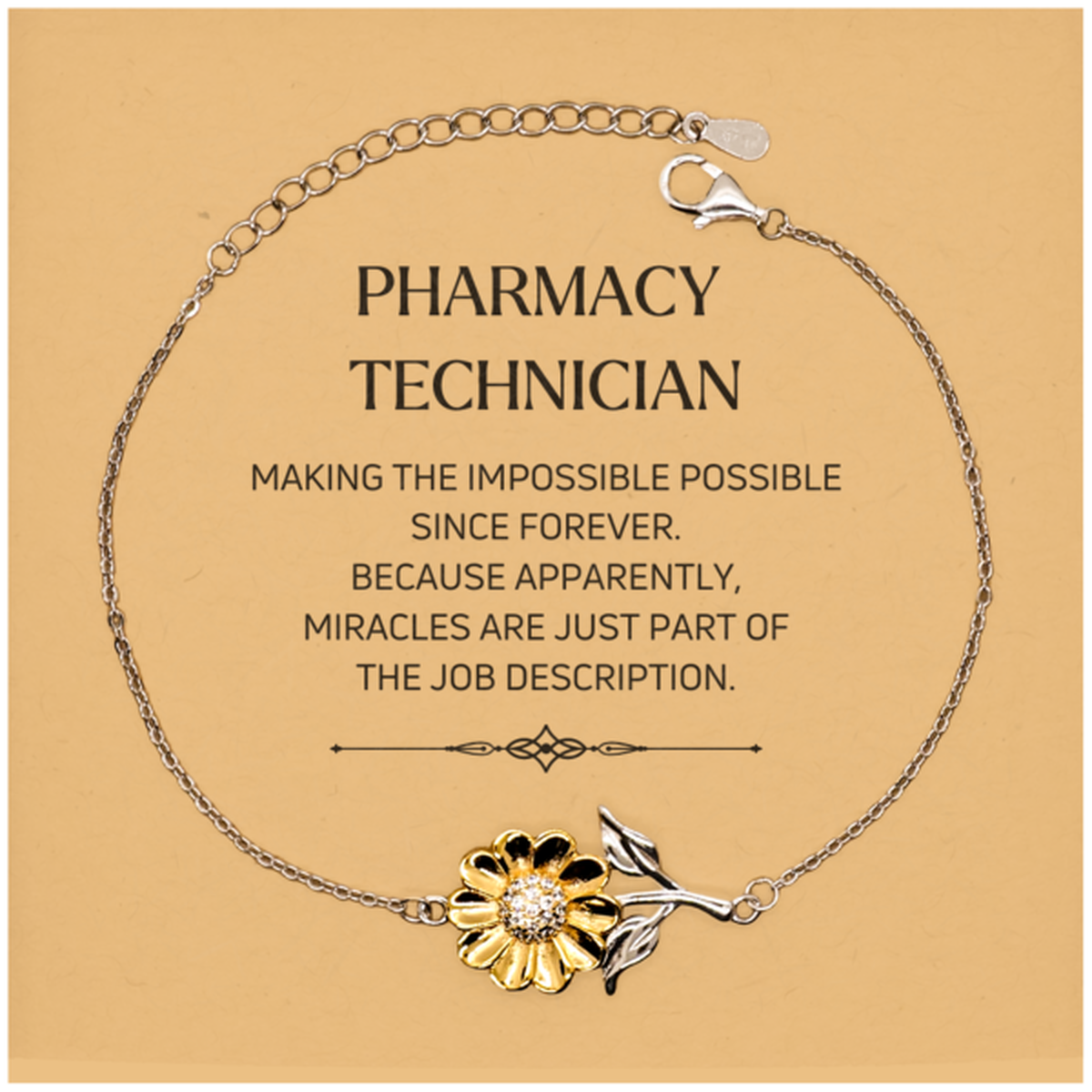 Pharmacy Technician Sunflower Bracelet - Miracles are part of the job | Inspirational Gift