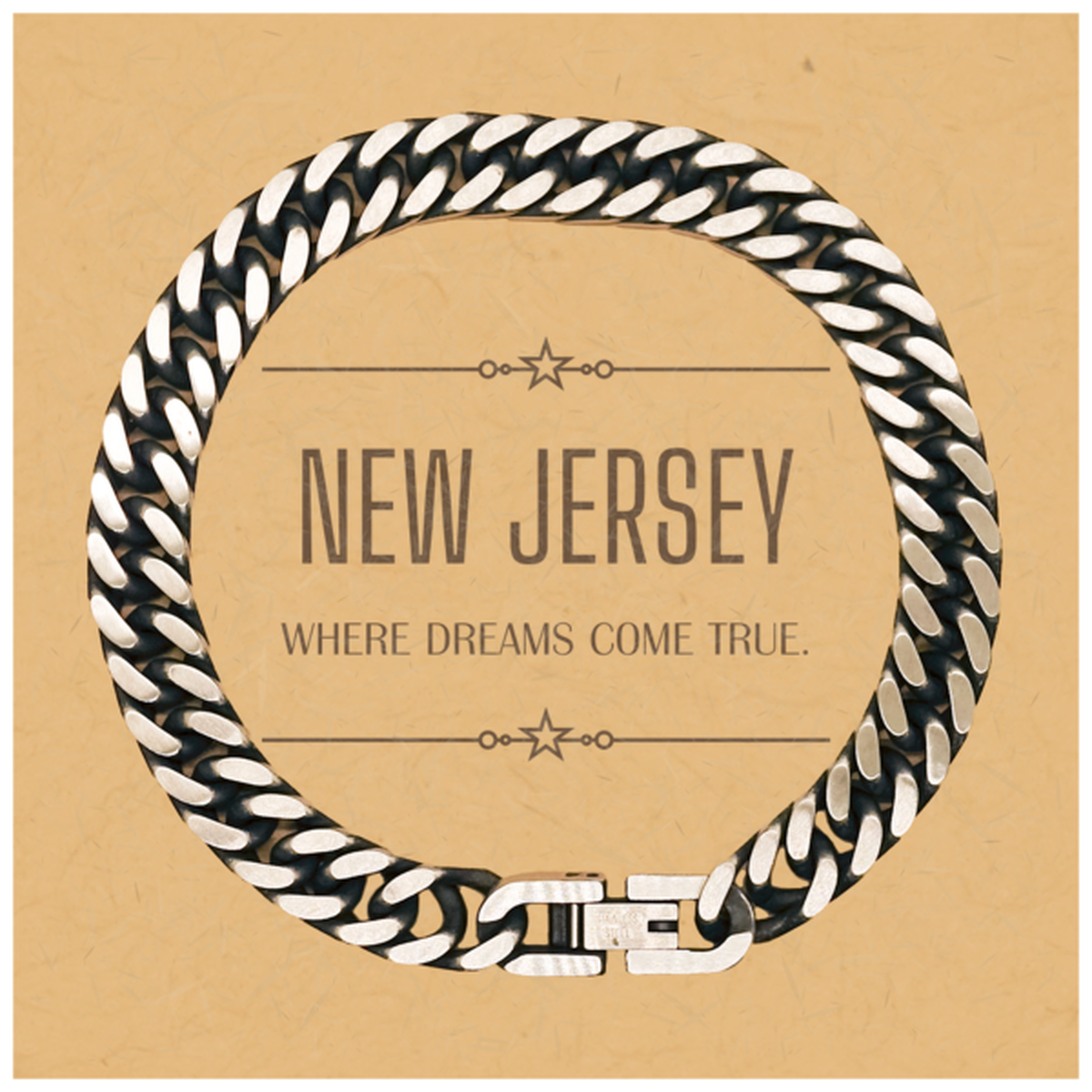 Love New Jersey State Cuban Link Chain Bracelet, New Jersey Where dreams come true, Birthday Christmas Inspirational Gifts For New Jersey Men, Women, Friends