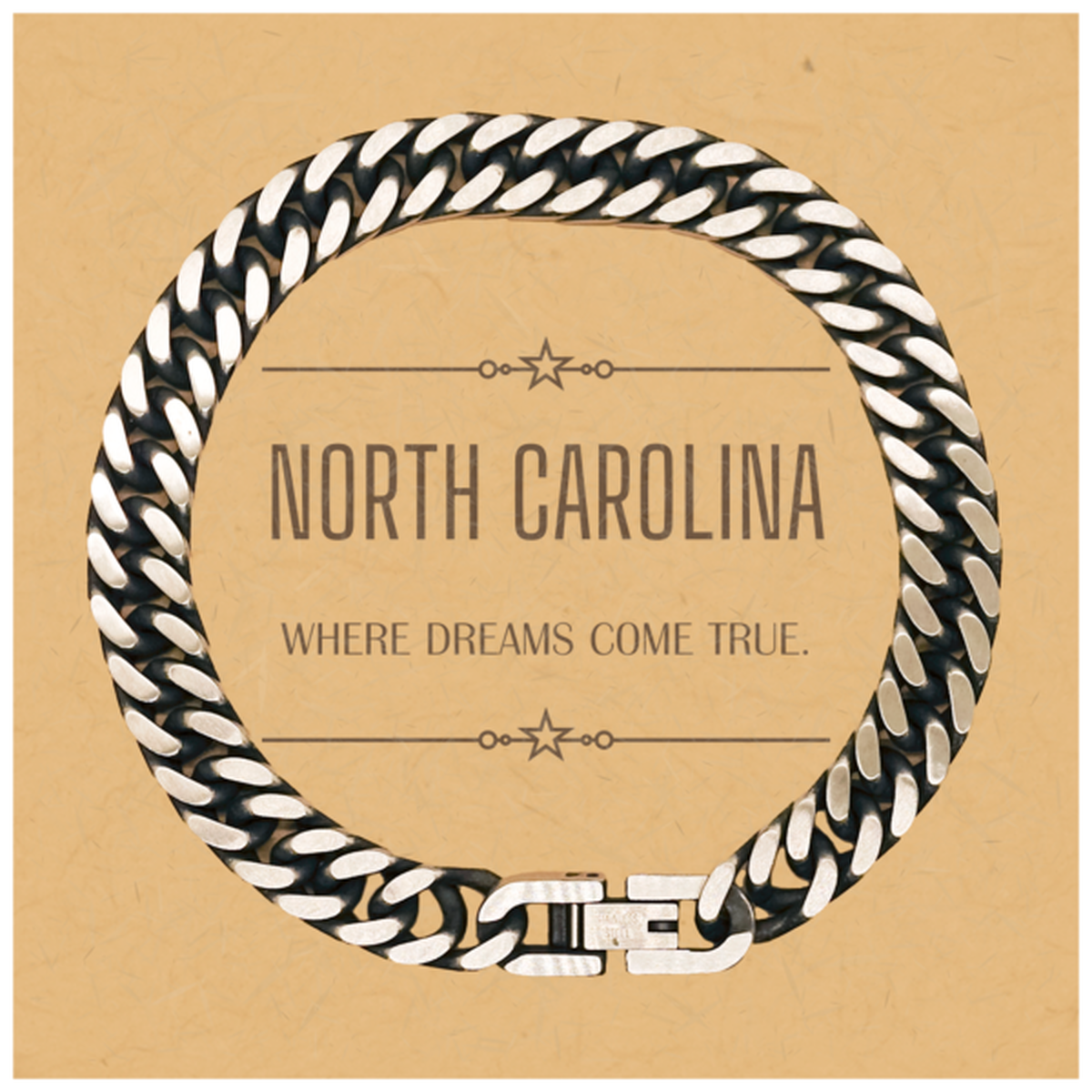 North Carolina Men Bracelet - Cuban Link Chain | Birthday Christmas Gift