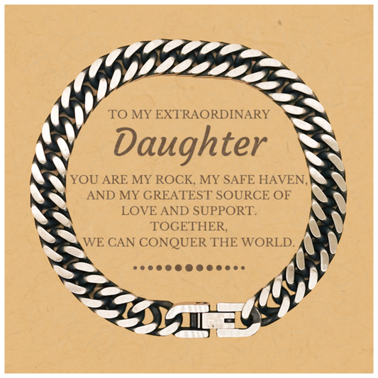 Daughter Cuban Link Chain Bracelet - Together We Can Conquer the World | Birthday Christmas Gift