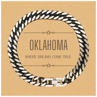 Load image into Gallery viewer, Oklahoma Men Cuban Link Chain Bracelet - Where Dreams Come True | Birthday Christmas Gift
