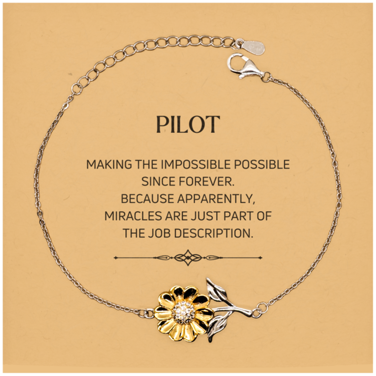 Pilot Sunflower Bracelet - Miracles are just part of the job description | Inspirational Gift