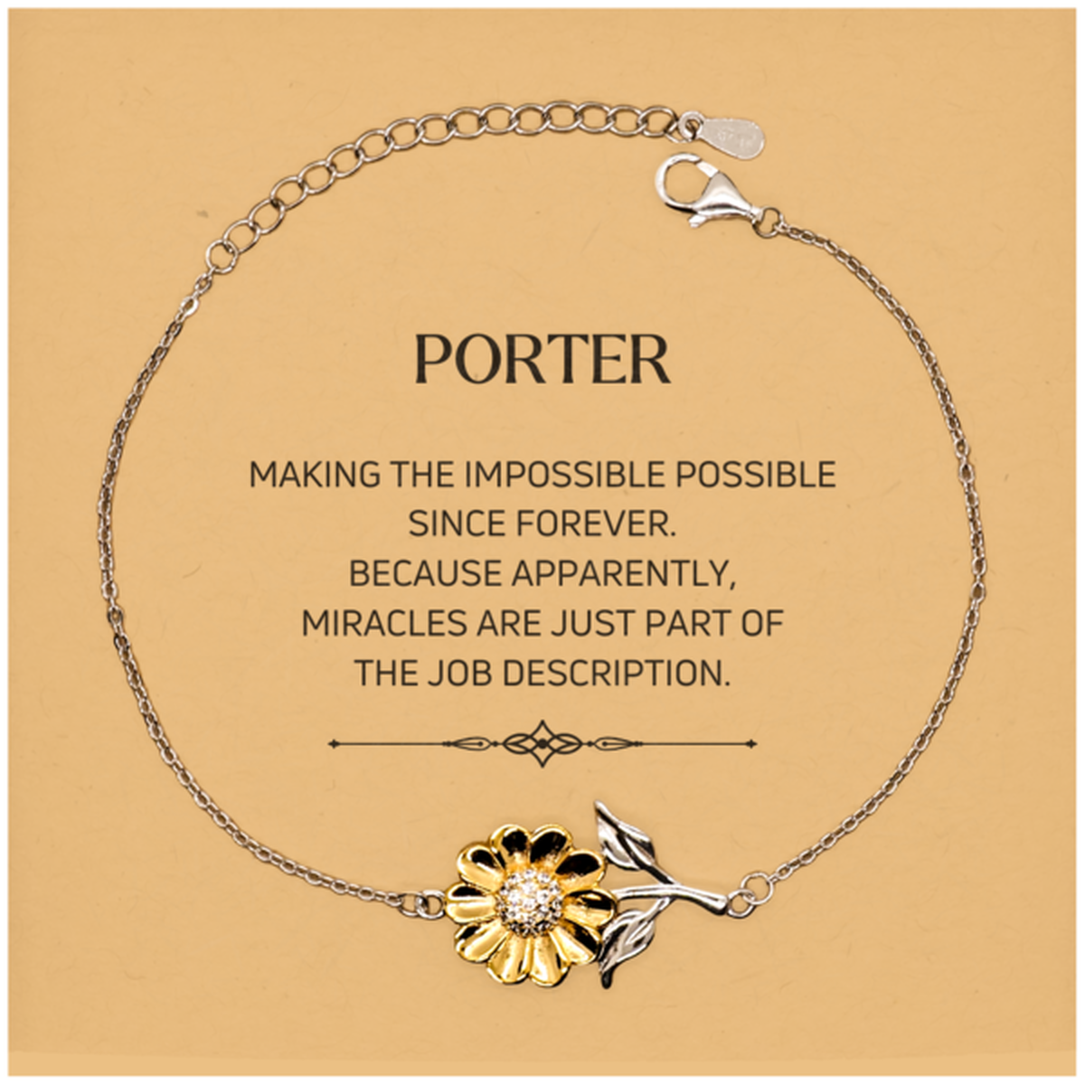 Porter Sunflower Bracelet - Miracles are Just Part of the Job | Inspirational Gift