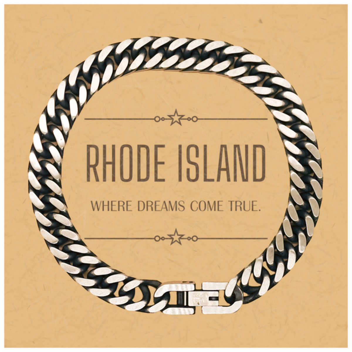 Rhode Island Cuban Link Chain Bracelet - Where Dreams Come True | Inspirational Gift