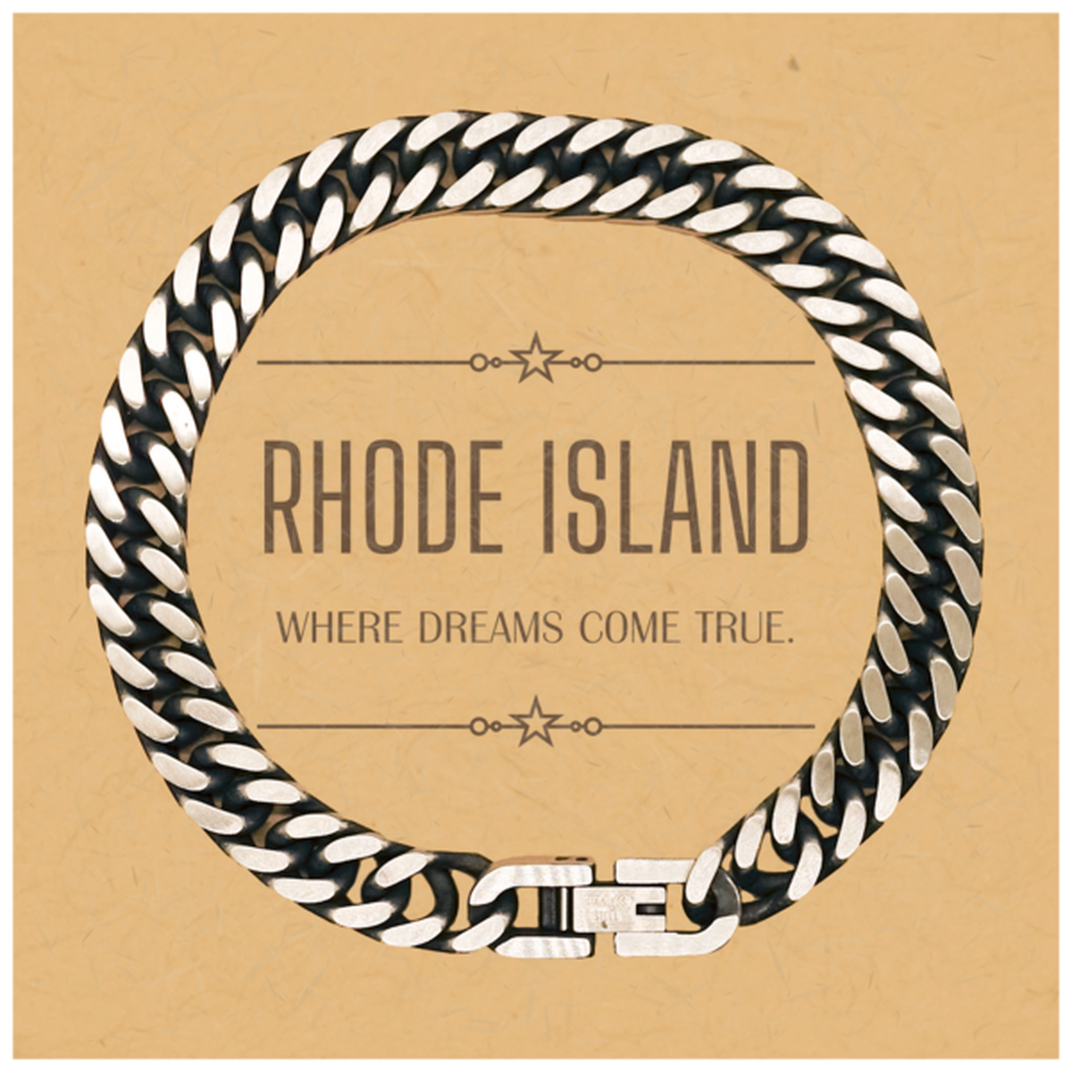 Love Rhode Island State Cuban Link Chain Bracelet, Rhode Island Where dreams come true, Birthday Christmas Inspirational Gifts For Rhode Island Men, Women, Friends
