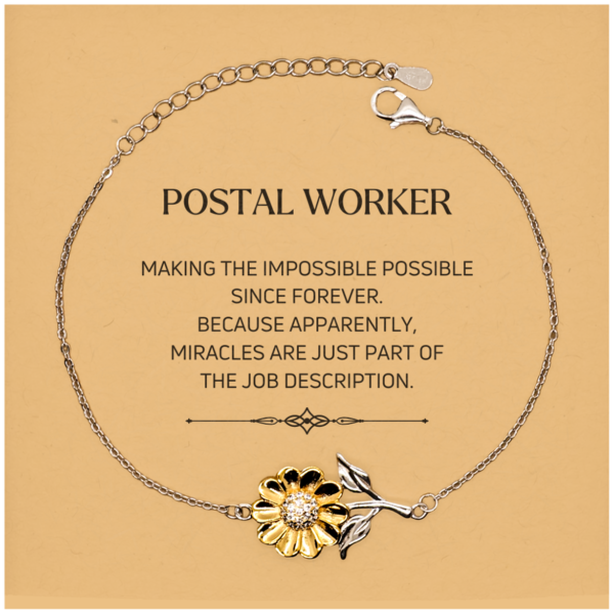 Postal Worker Sunflower Bracelet - Miracles are just part of the job description | Inspirational Gift