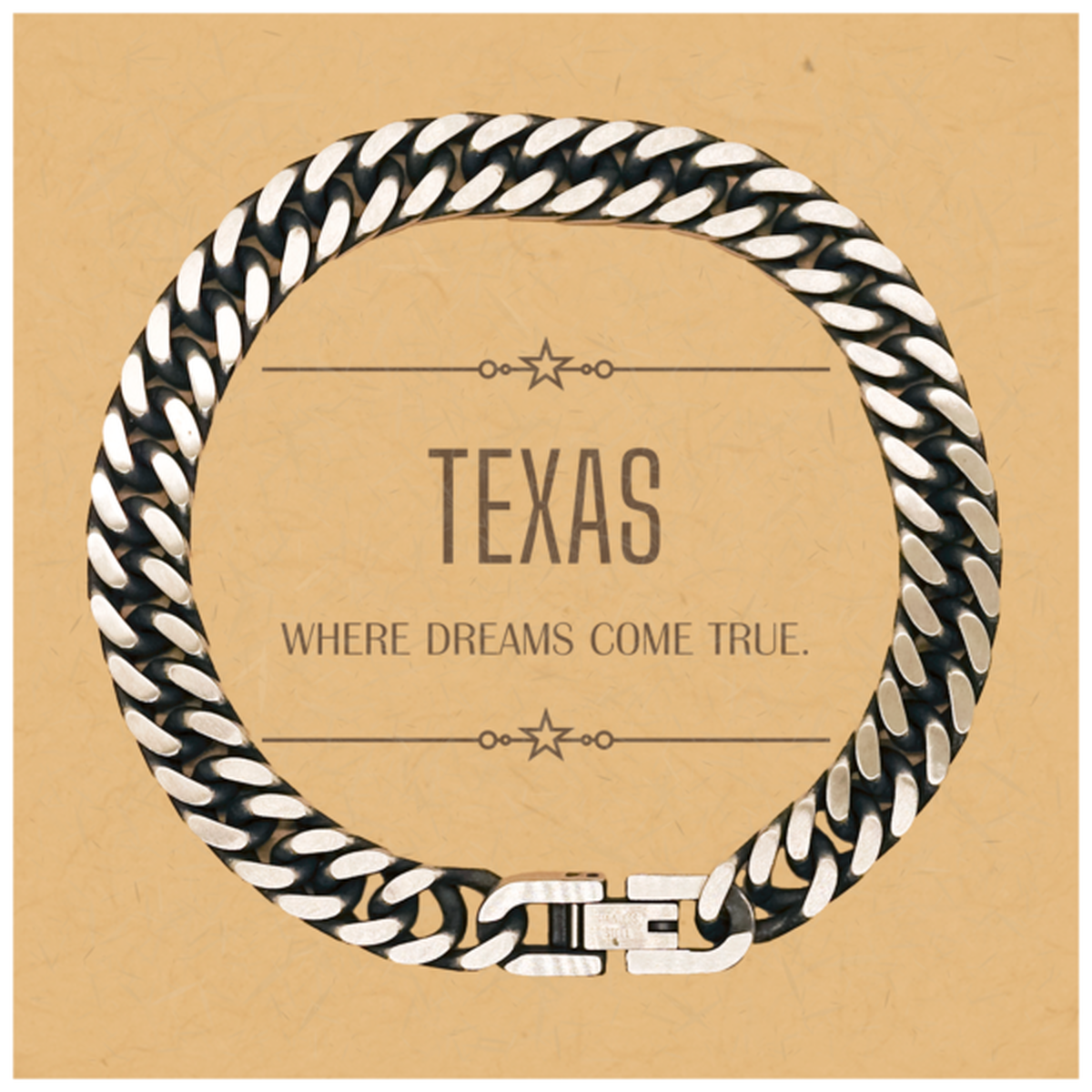 Texas Gift Cuban Link Chain Bracelet - Where Dreams Come True | Birthday & Christmas Gift