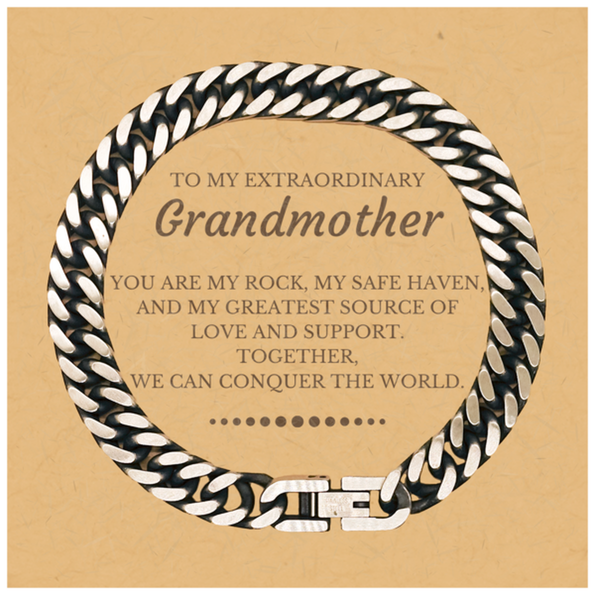 To My Extraordinary Grandmother Gifts, Together, we can conquer the world, Birthday Christmas Cuban Link Chain Bracelet For Grandmother, Christmas Gifts For Grandmother