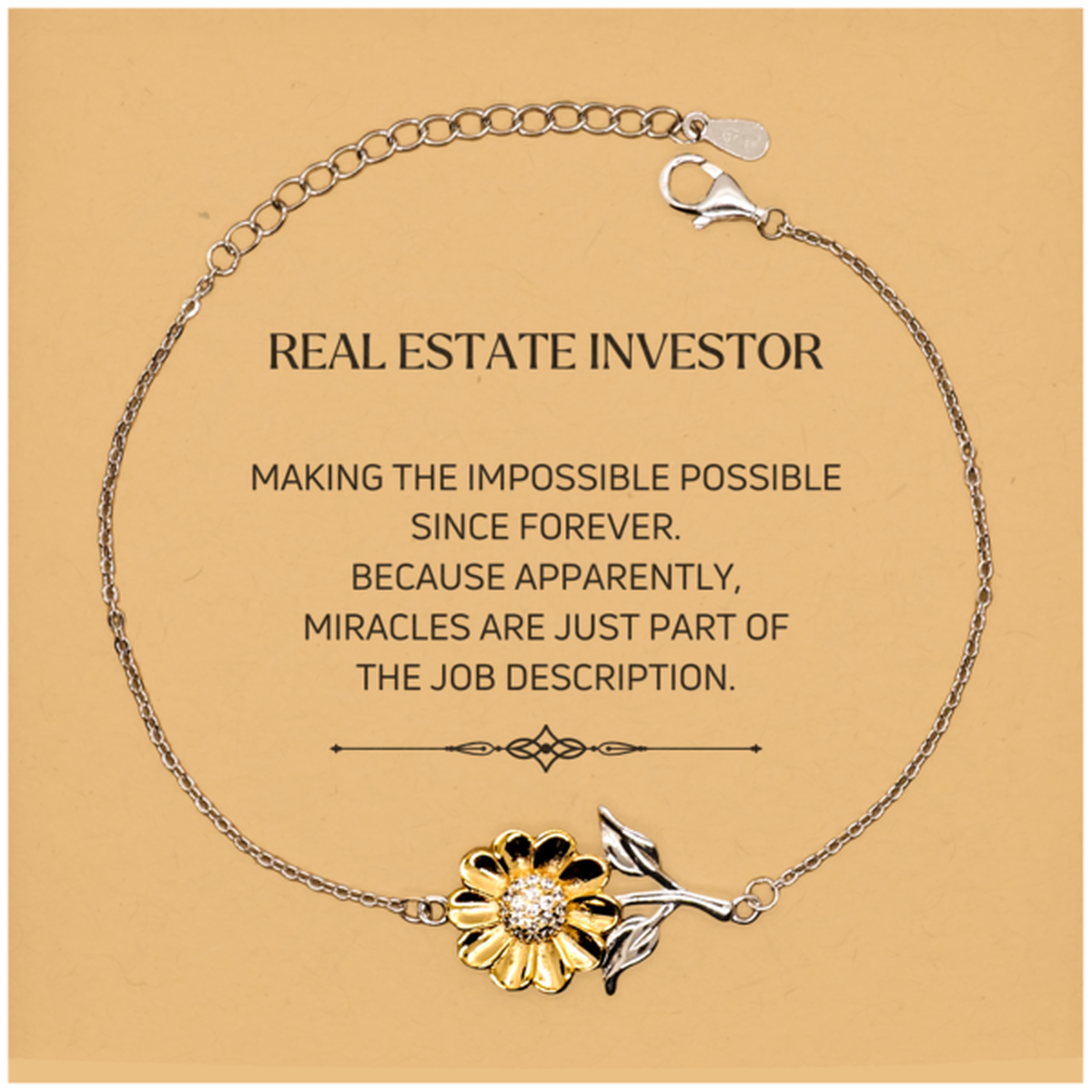Real Estate Investor Sunflower Bracelet - Miracles are Just Part of the Job Description | Inspirational Gift