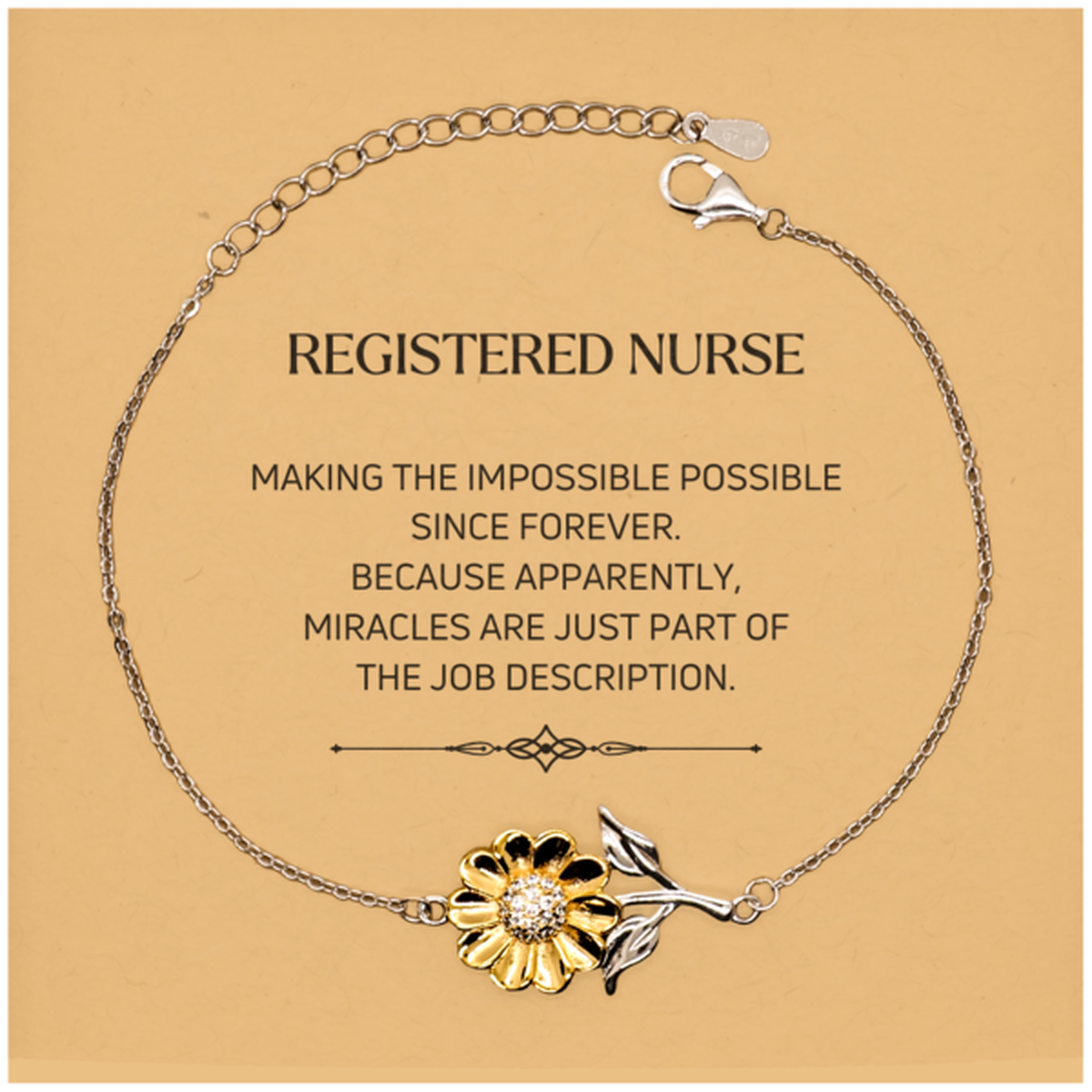 Funny Registered Nurse Gifts, Miracles are just part of the job description, Inspirational Birthday Christmas Sunflower Bracelet For Registered Nurse, Men, Women, Coworkers, Friends, Boss