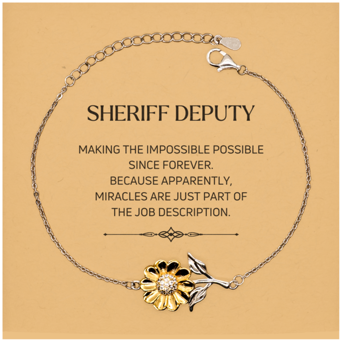Sheriff Deputy Sunflower Bracelet - Miracles are just part of the job description | Inspirational Gift