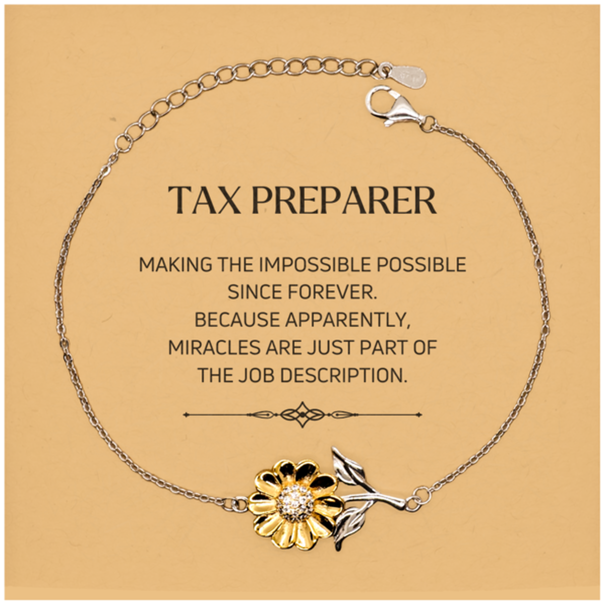 Tax Preparer Sunflower Bracelet - Miracles are Just Part of the Job | Inspirational Gift