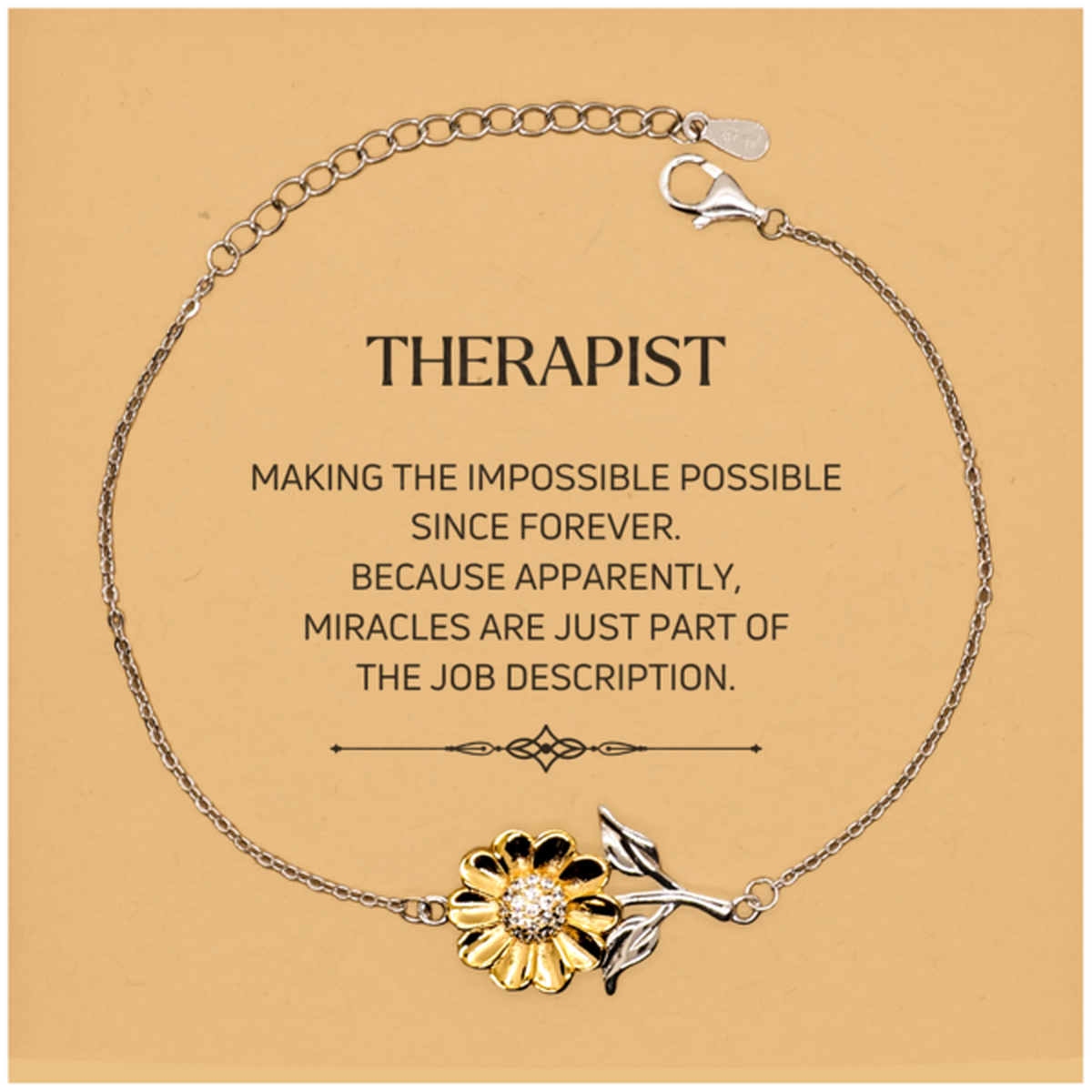 Therapist Sunflower Bracelet - Miracles are just part of the job description | Thoughtful Gift