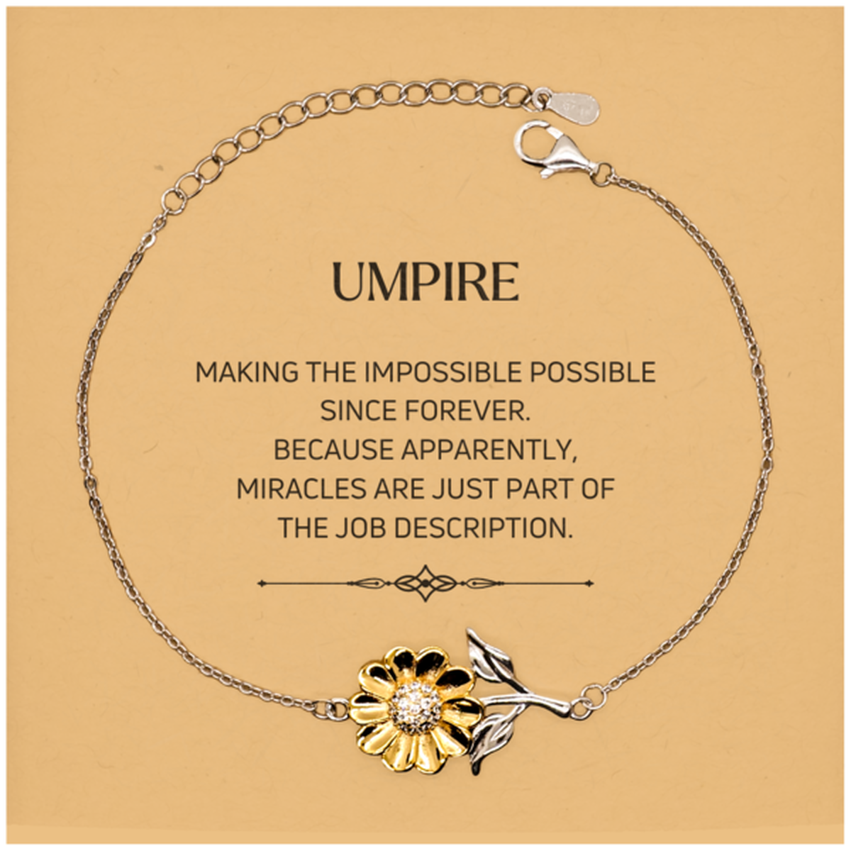 Umpire Sunflower Bracelet - Miracles are Just Part of the Job | Inspirational Gift