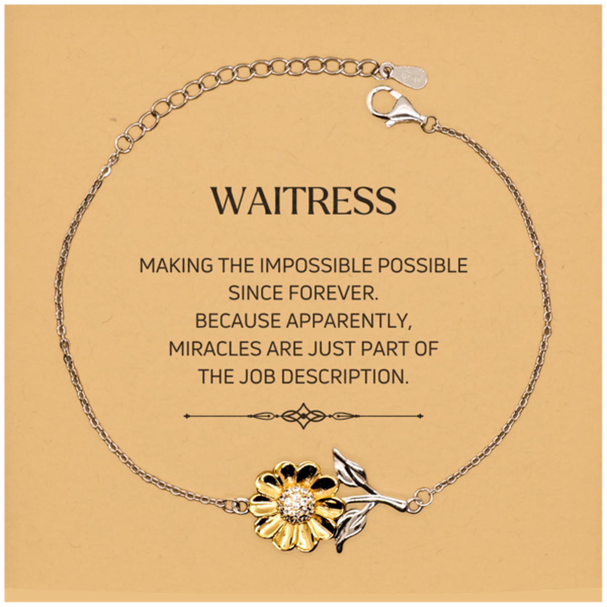 Waitress Sunflower Bracelet - Miracles are Just Part of the Job | Inspirational Gift