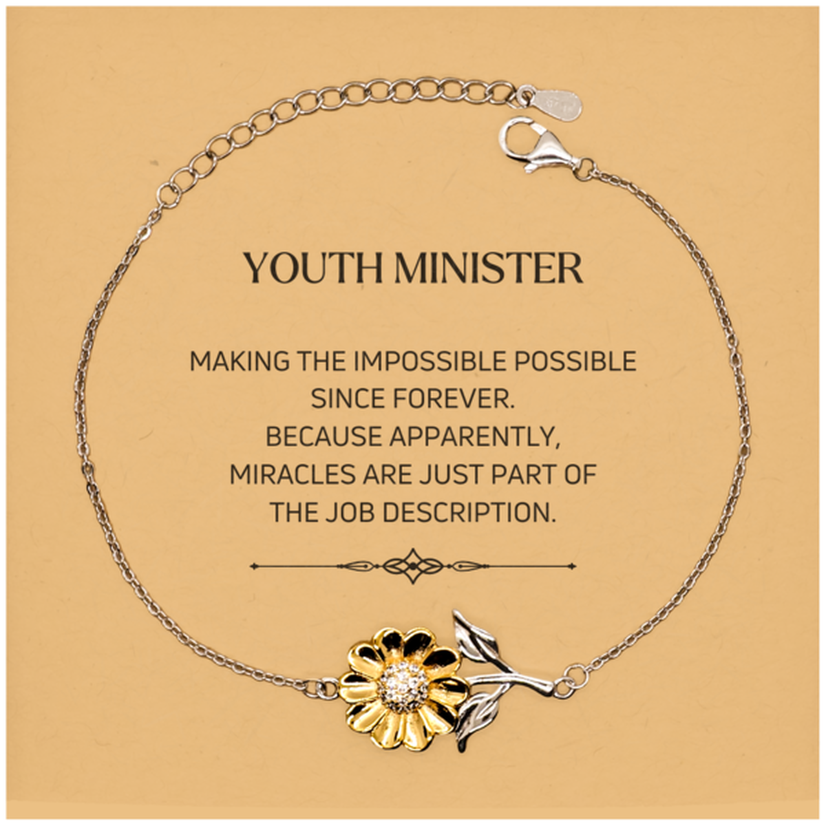 Youth Minister Sunflower Bracelet - Miracles are Just Part of the Job | Inspirational Gift