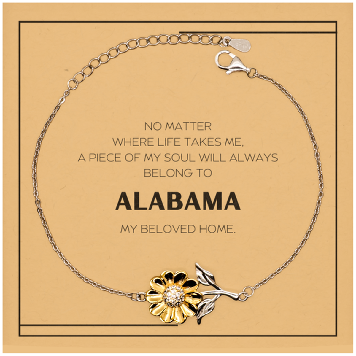 Love Alabama State Gifts, My soul will always belong to Alabama, Proud Sunflower Bracelet, Birthday Christmas Unique Gifts For Alabama Men, Women, Friends