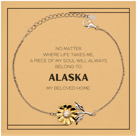 Alaska Gift Sunflower Bracelet - My Soul Belongs to Alaska | Unique Birthday Gift