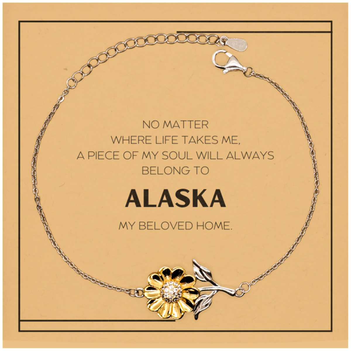 Love Alaska State Gifts, My soul will always belong to Alaska, Proud Sunflower Bracelet, Birthday Christmas Unique Gifts For Alaska Men, Women, Friends