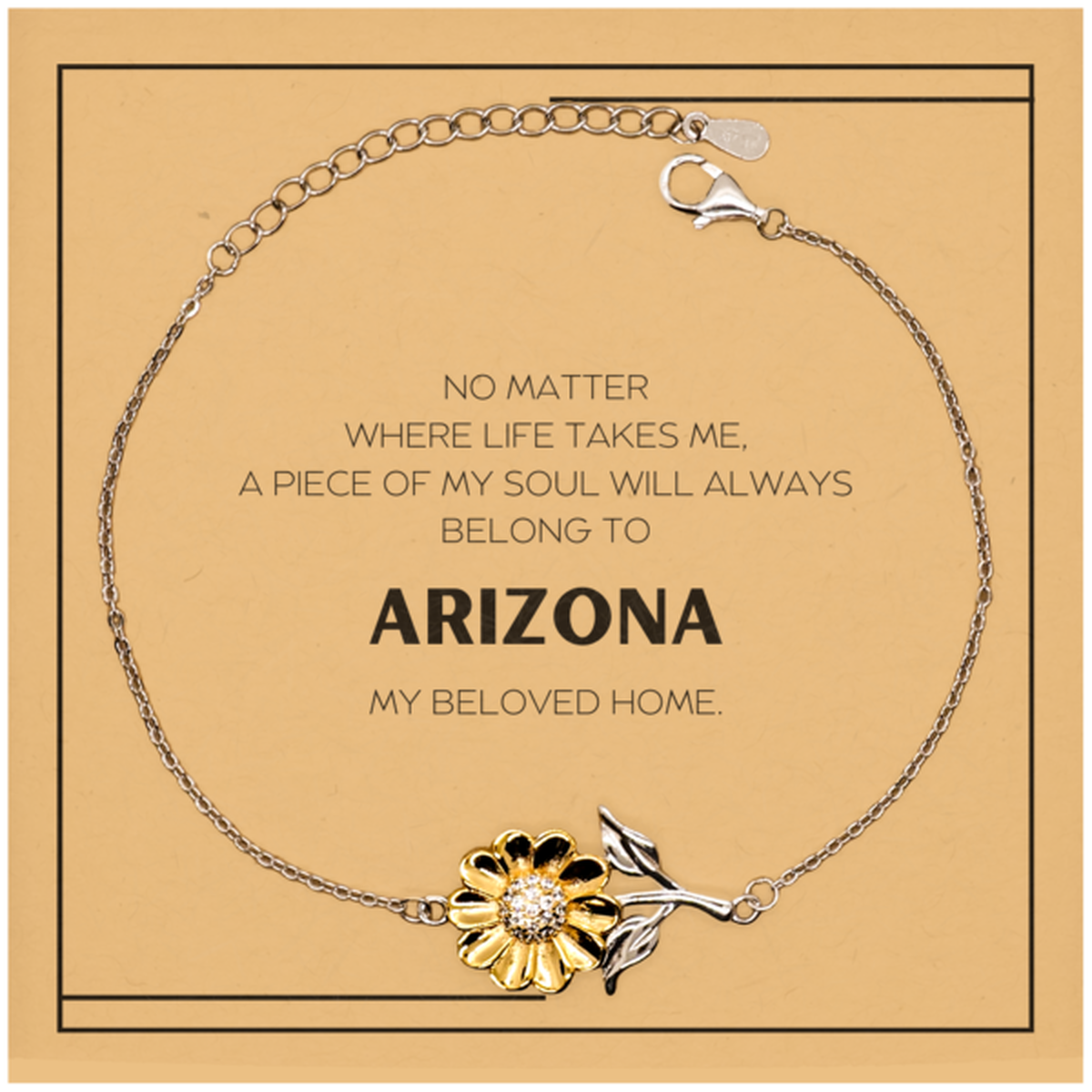 Arizona Gift Sunflower Bracelet - My Soul Belongs to Arizona | Unique Birthday or Christmas Gift