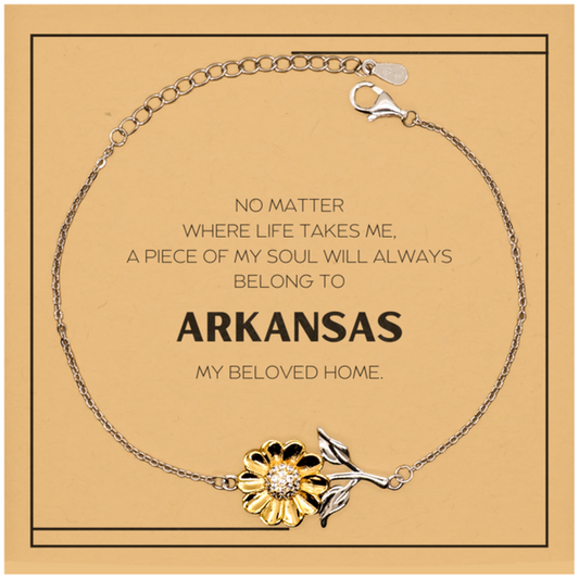Arkansas Lover Sunflower Bracelet - My Soul Belongs to Arkansas | Unique Gift