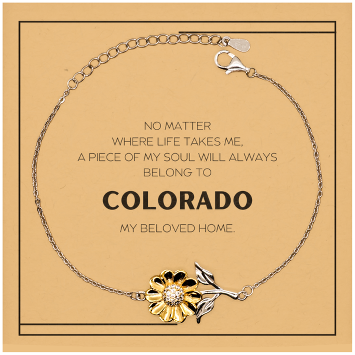 Love Colorado State Gifts, My soul will always belong to Colorado, Proud Sunflower Bracelet, Birthday Christmas Unique Gifts For Colorado Men, Women, Friends