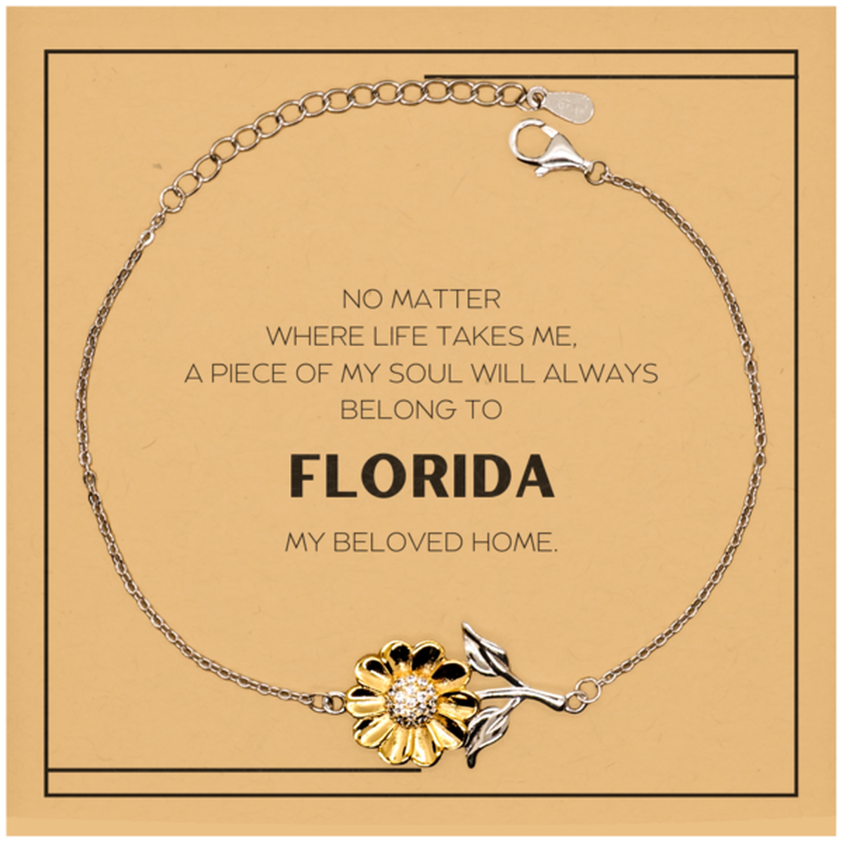 Love Florida State Gifts, My soul will always belong to Florida, Proud Sunflower Bracelet, Birthday Christmas Unique Gifts For Florida Men, Women, Friends