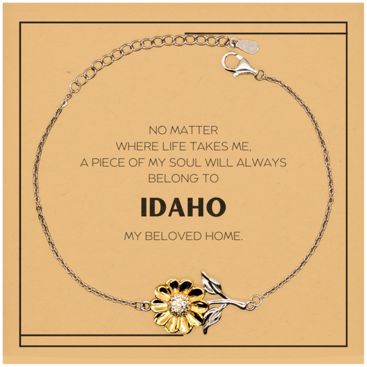 Love Idaho State Gifts, My soul will always belong to Idaho, Proud Sunflower Bracelet, Birthday Christmas Unique Gifts For Idaho Men, Women, Friends