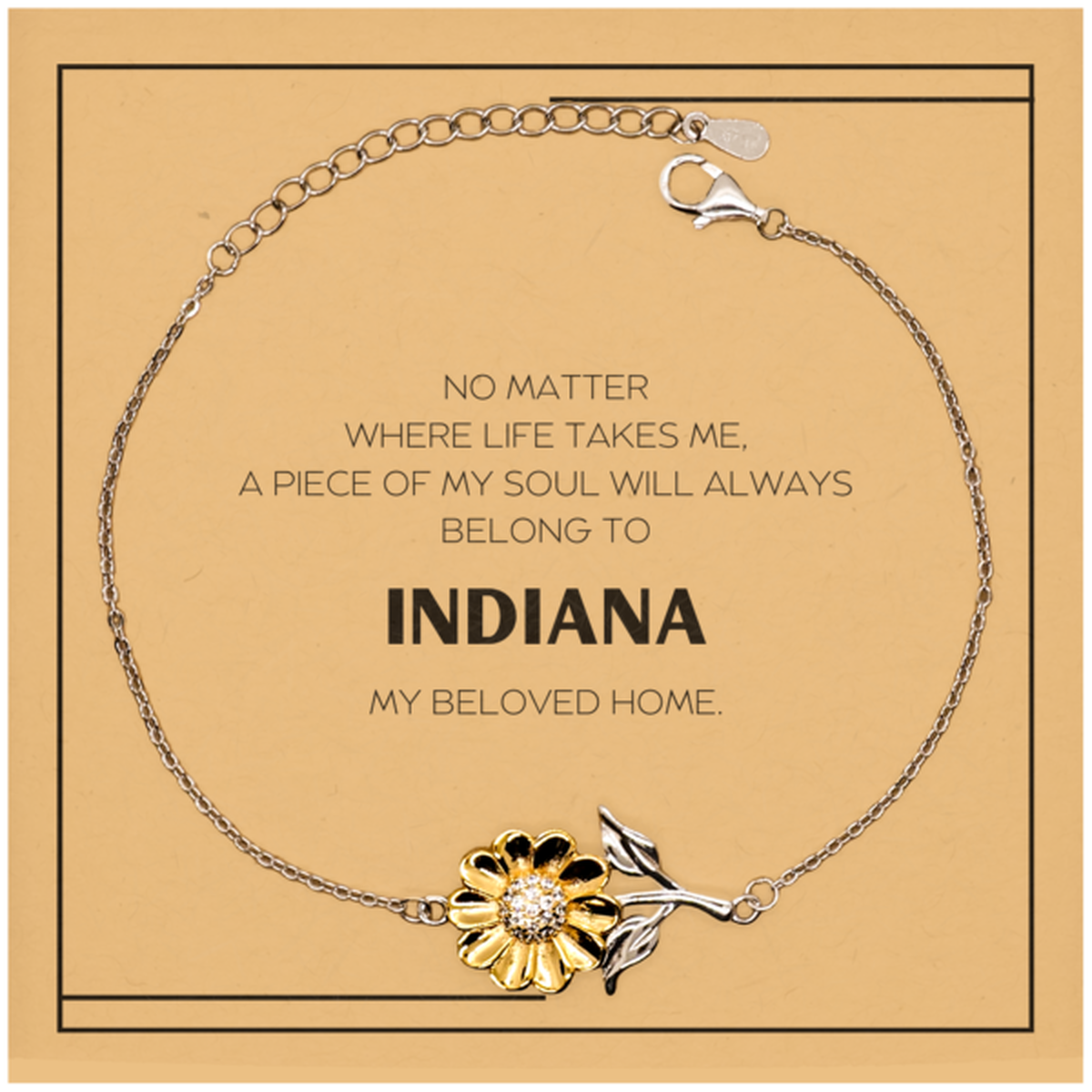 Love Indiana State Gifts, My soul will always belong to Indiana, Proud Sunflower Bracelet, Birthday Christmas Unique Gifts For Indiana Men, Women, Friends