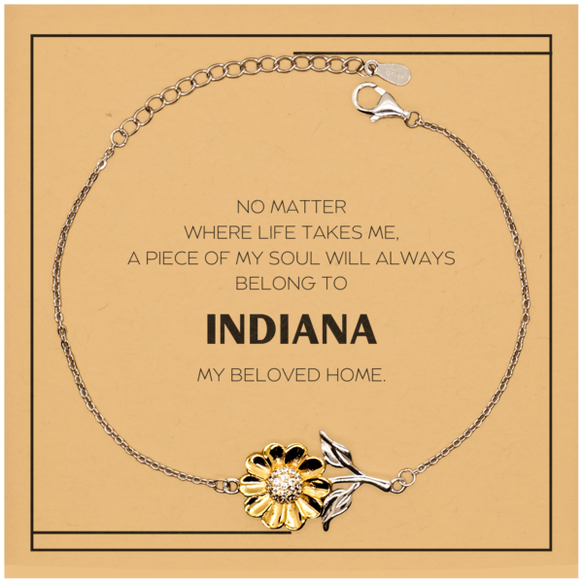 Indiana Sunflower Bracelet - My Soul Will Always Belong to Indiana | Meaningful Gift