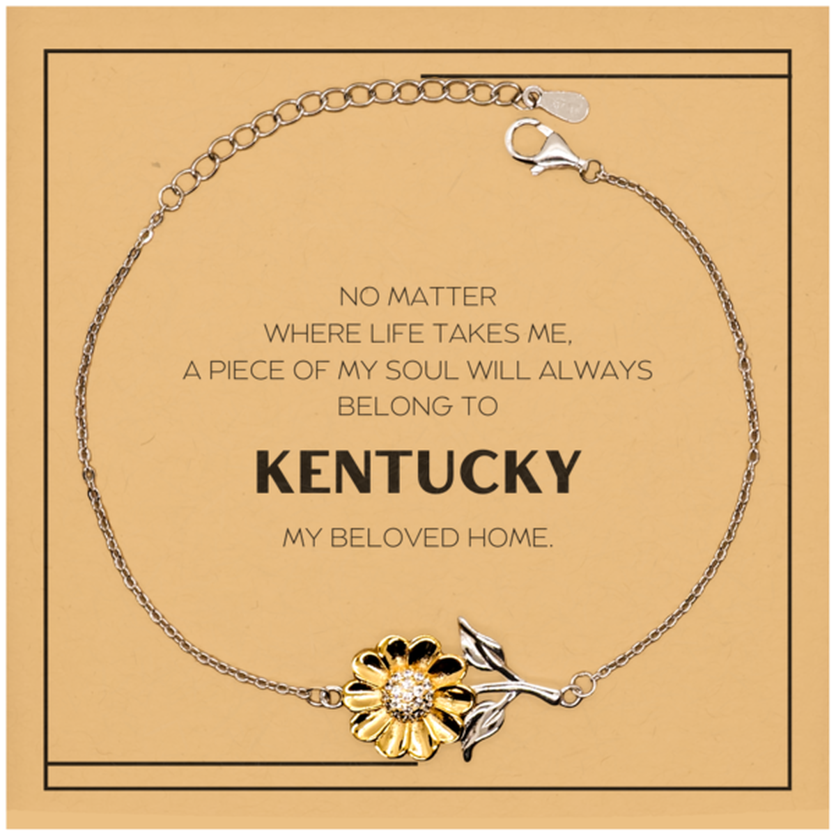 Love Kentucky State Gifts, My soul will always belong to Kentucky, Proud Sunflower Bracelet, Birthday Christmas Unique Gifts For Kentucky Men, Women, Friends