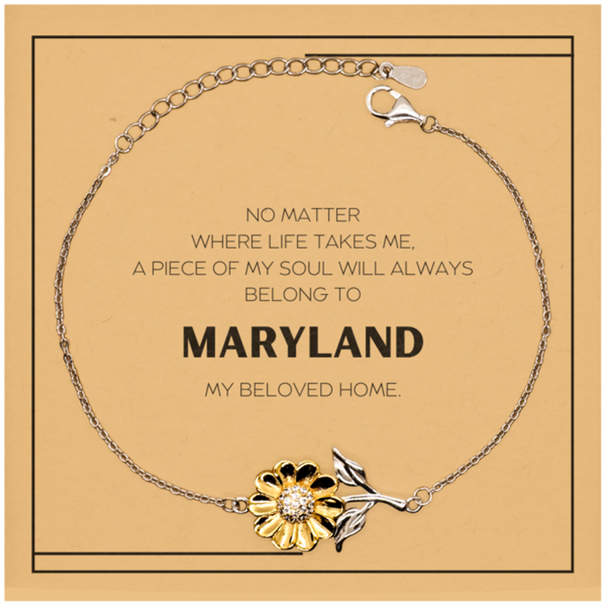 Love Maryland State Gifts, My soul will always belong to Maryland, Proud Sunflower Bracelet, Birthday Christmas Unique Gifts For Maryland Men, Women, Friends