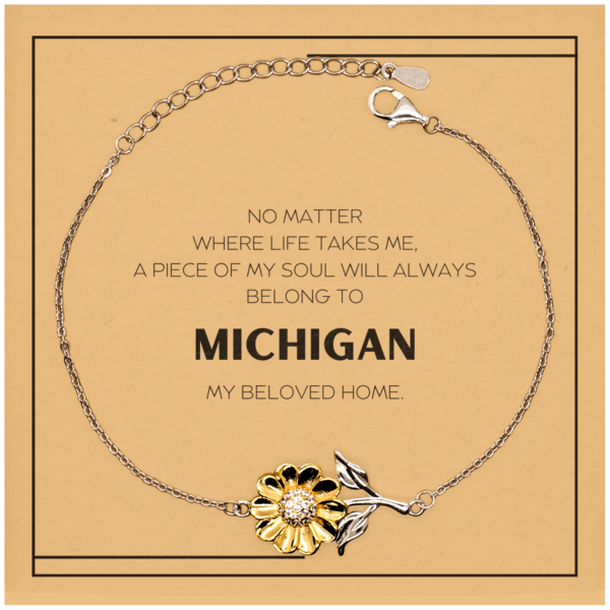 Michigan State Sunflower Bracelet - My Soul Will Always Belong to Michigan | Meaningful Gift