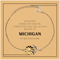 Load image into Gallery viewer, Michigan State Sunflower Bracelet - My Soul Will Always Belong to Michigan | Meaningful Gift
