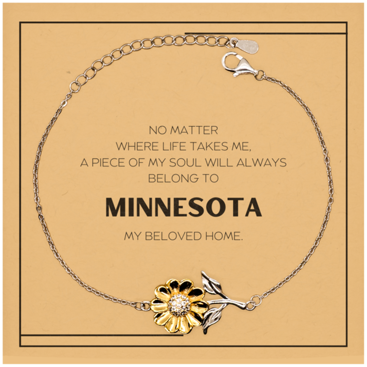 Love Minnesota State Gifts, My soul will always belong to Minnesota, Proud Sunflower Bracelet, Birthday Christmas Unique Gifts For Minnesota Men, Women, Friends