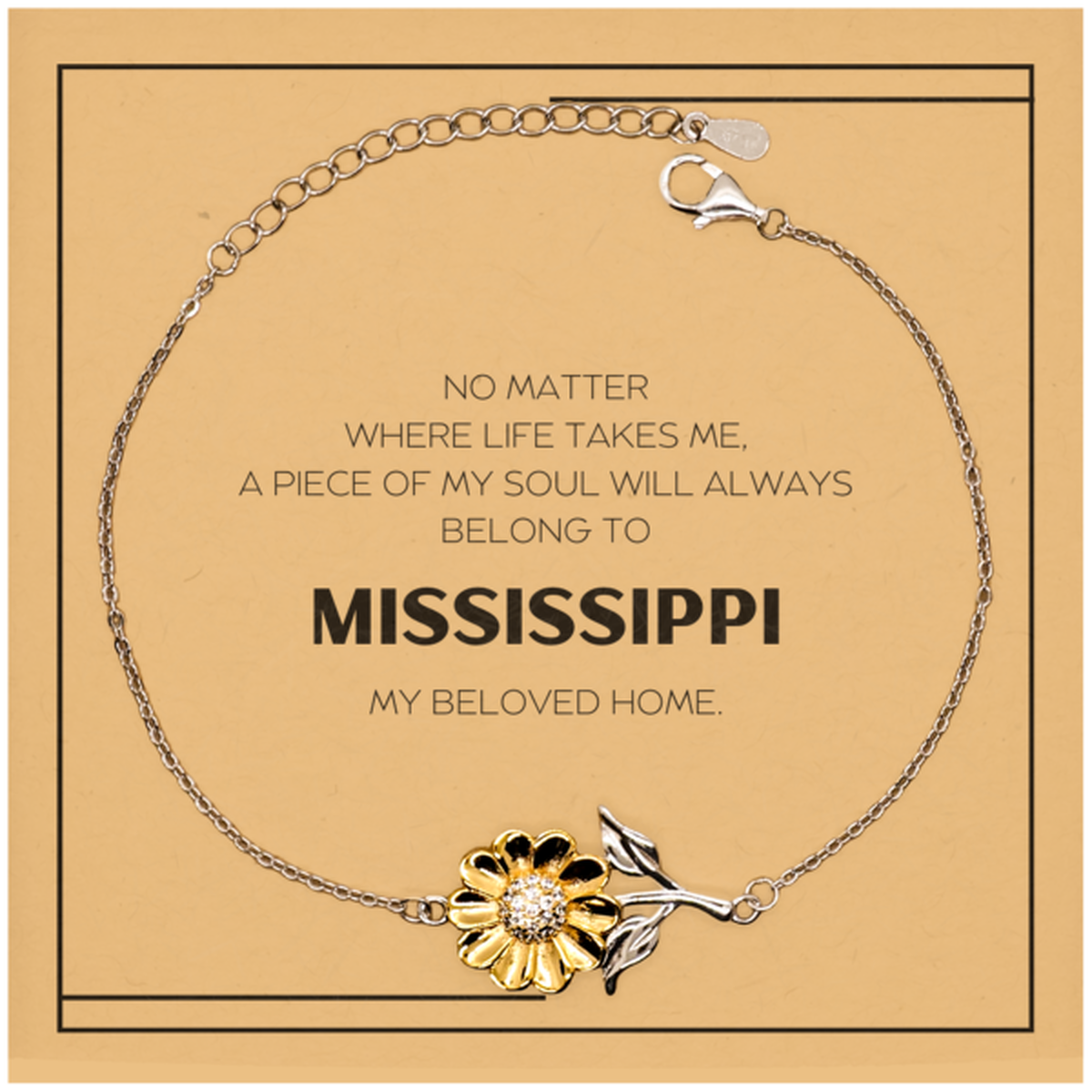 Mississippi State Sunflower Bracelet - My Soul Belongs to Mississippi | Unique Gift