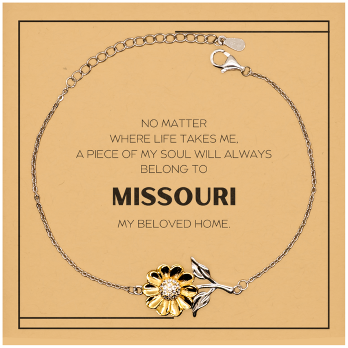 Love Missouri State Gifts, My soul will always belong to Missouri, Proud Sunflower Bracelet, Birthday Christmas Unique Gifts For Missouri Men, Women, Friends