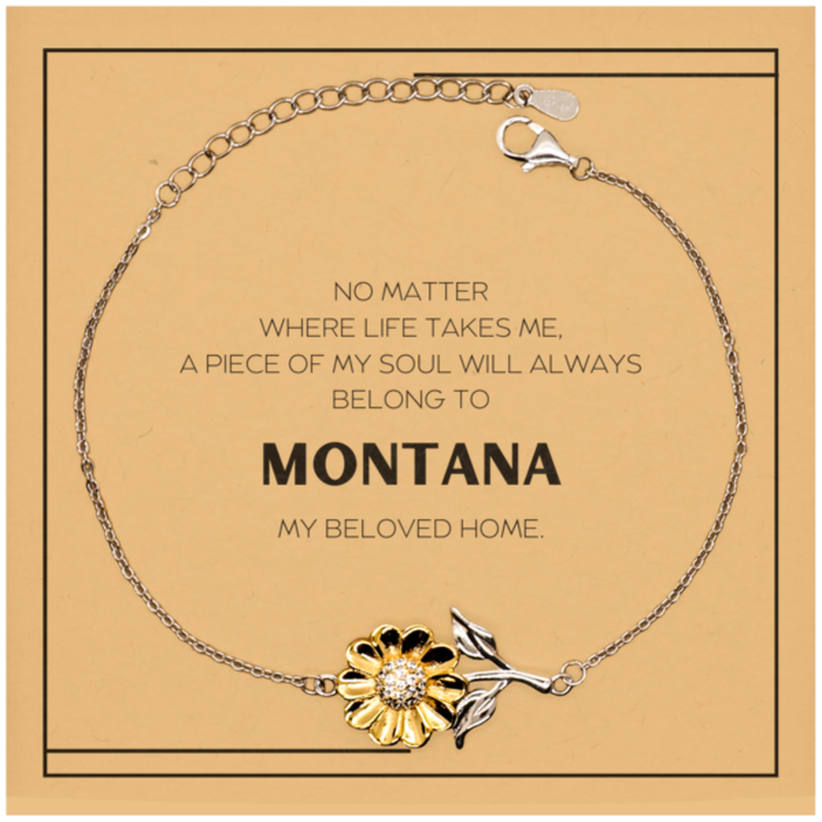 Love Montana State Gifts, My soul will always belong to Montana, Proud Sunflower Bracelet, Birthday Christmas Unique Gifts For Montana Men, Women, Friends