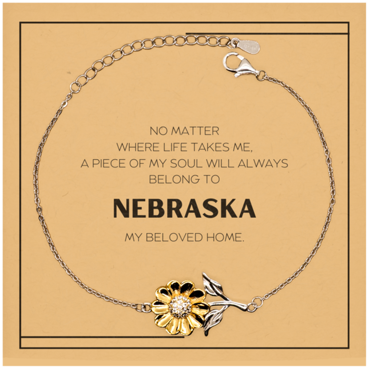 Love Nebraska State Gifts, My soul will always belong to Nebraska, Proud Sunflower Bracelet, Birthday Christmas Unique Gifts For Nebraska Men, Women, Friends