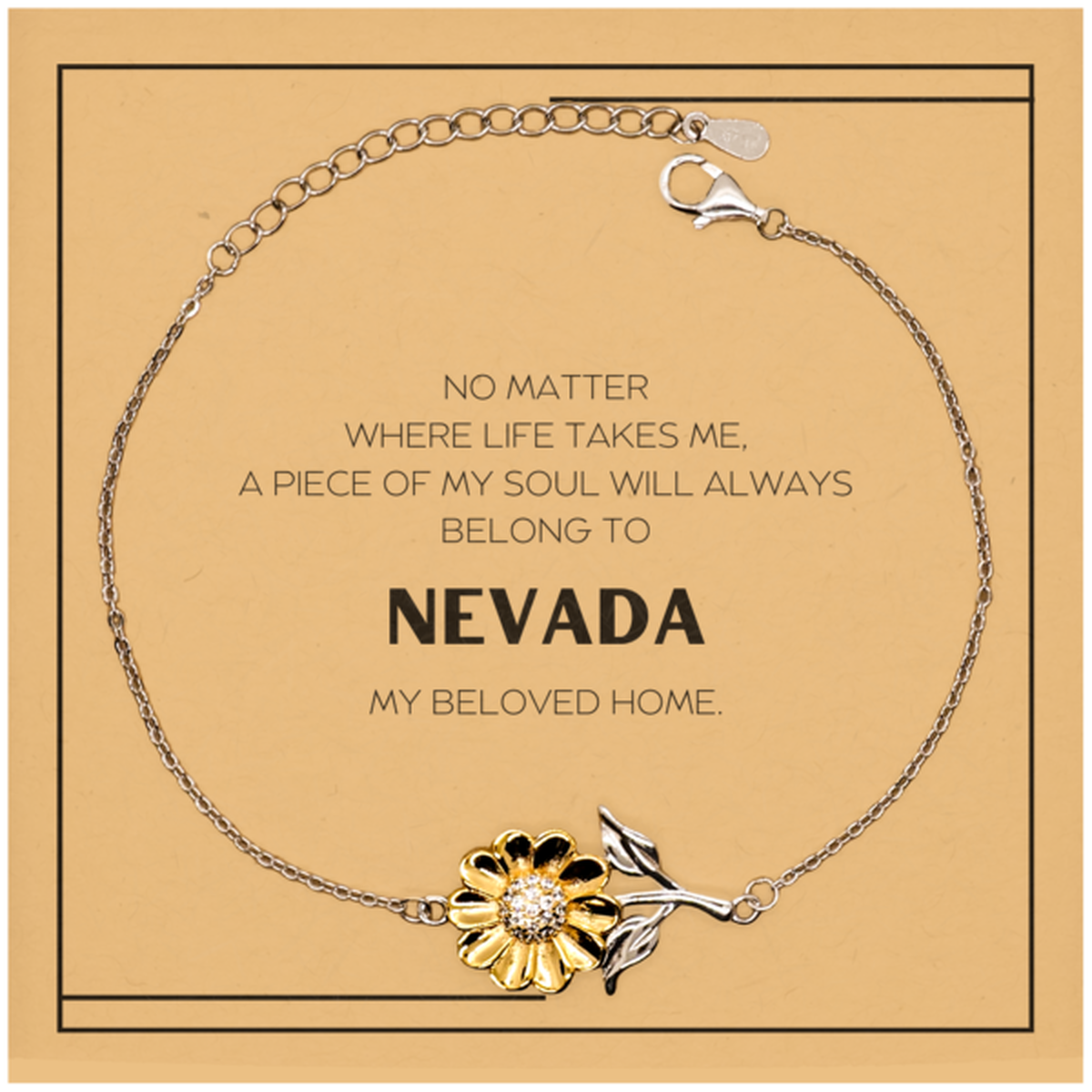 Love Nevada State Gifts, My soul will always belong to Nevada, Proud Sunflower Bracelet, Birthday Christmas Unique Gifts For Nevada Men, Women, Friends