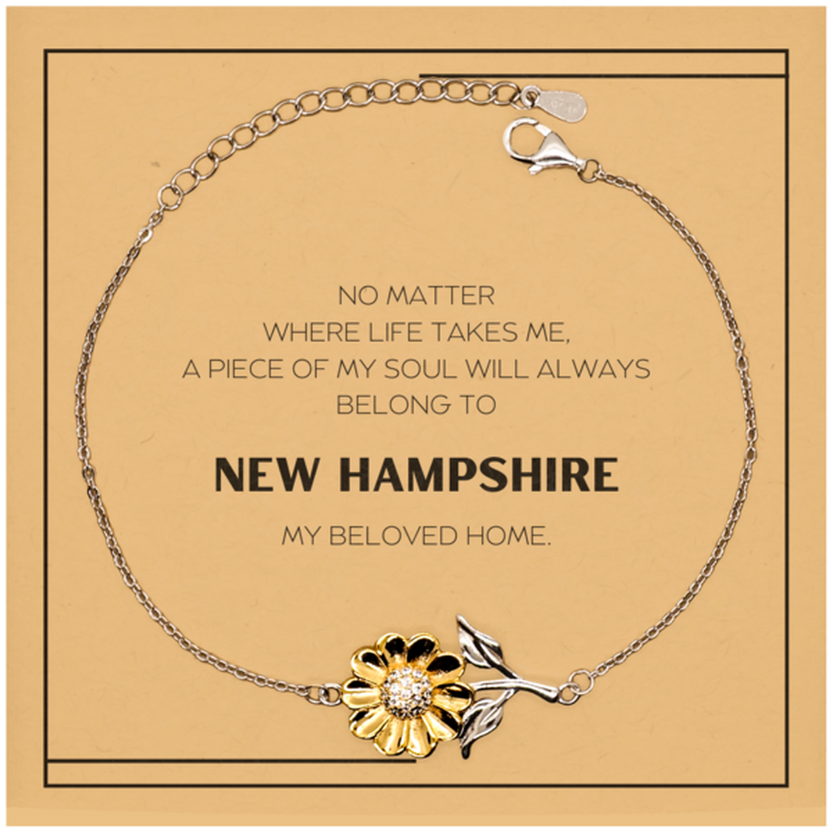 New Hampshire Sunflower Bracelet - My Soul Will Always Belong to New Hampshire | Unique Gift