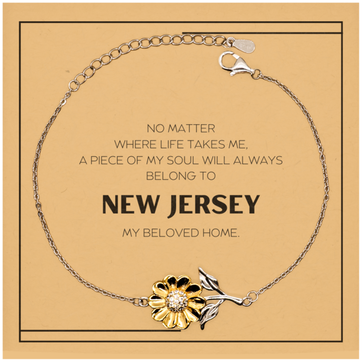 New Jersey Sunflower Bracelet - My Soul Will Always Belong to NJ | Birthday and Christmas Gift