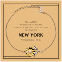 Load image into Gallery viewer, New York Lovers Sunflower Bracelet - My Soul Will Always Belong to New York | Meaningful Gift

