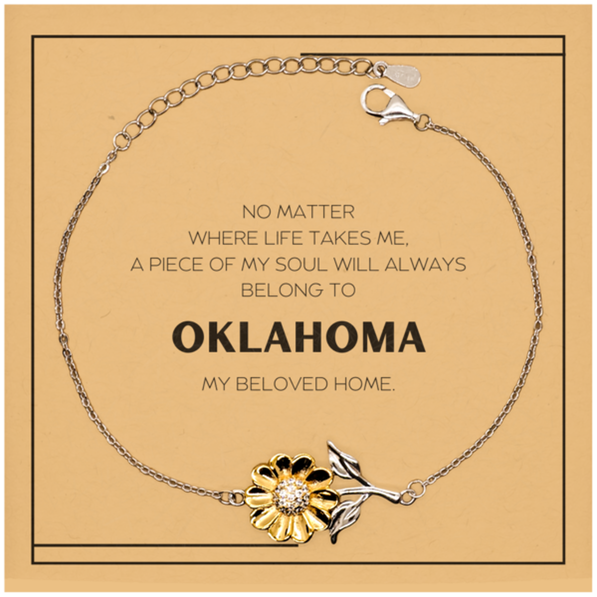 Oklahoma State Sunflower Bracelet - My Soul Belongs to Oklahoma | Thoughtful Gift