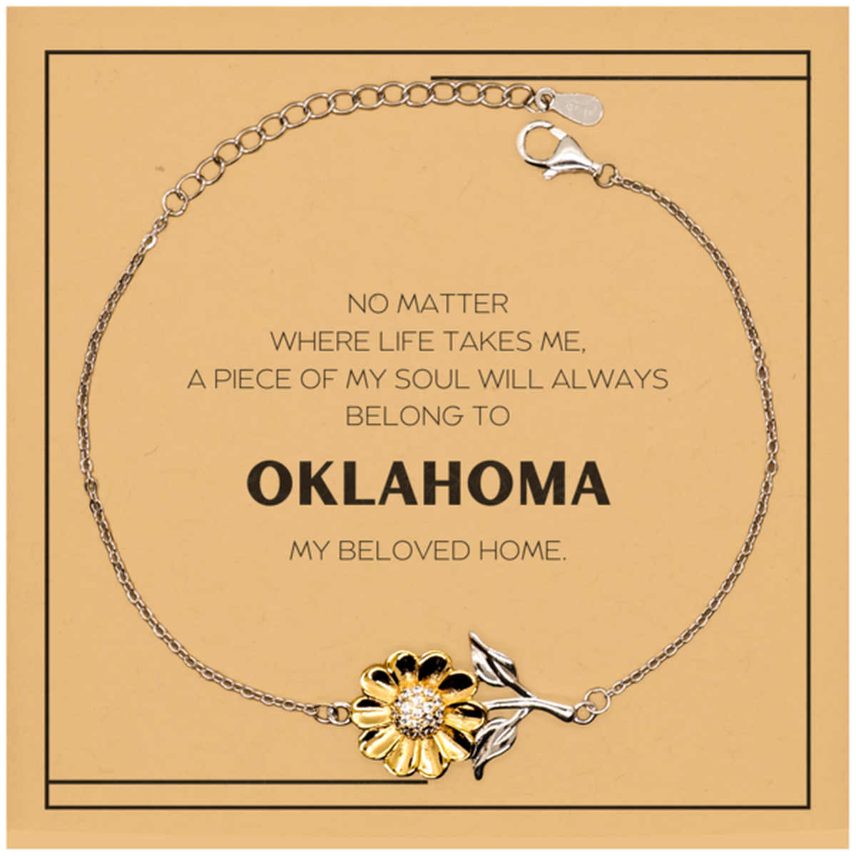 Love Oklahoma State Gifts, My soul will always belong to Oklahoma, Proud Sunflower Bracelet, Birthday Christmas Unique Gifts For Oklahoma Men, Women, Friends
